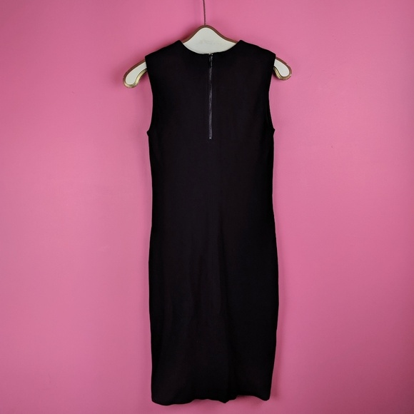 Vince Black Ribbed Pencil Sheath Dress - Small - Picture 3 of 8